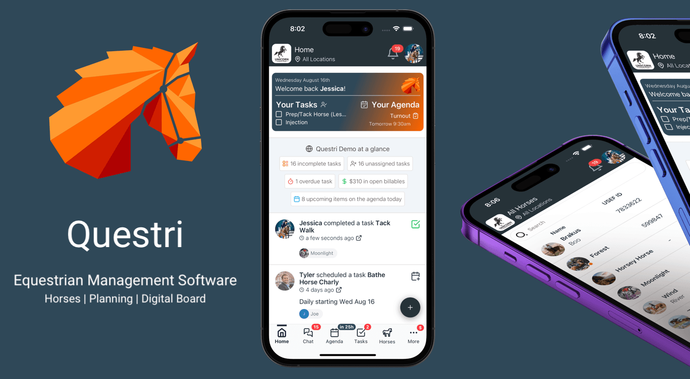 Questri equestrian management software planning interface