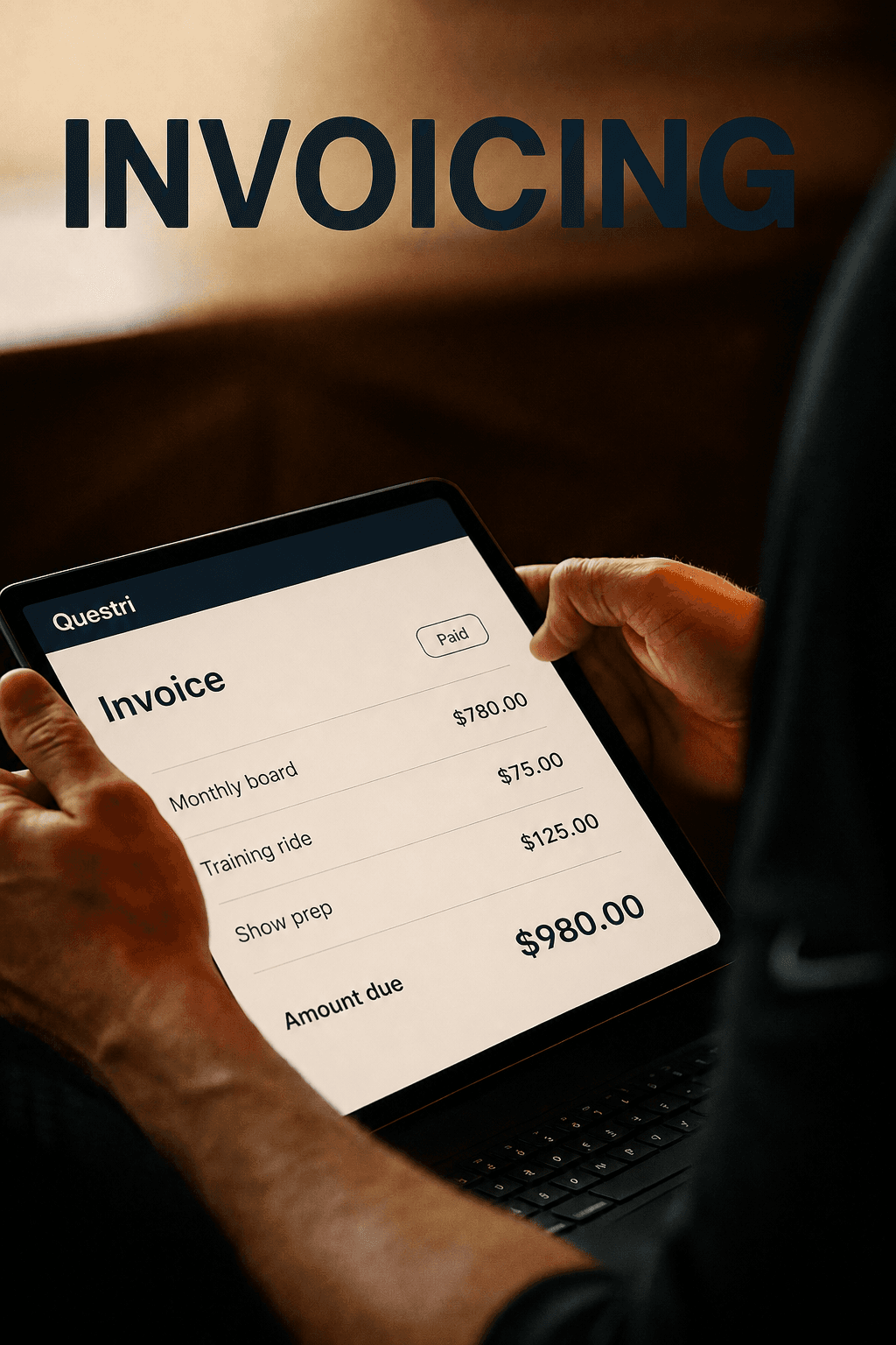 Questri invoicing workflow for completed equestrian work